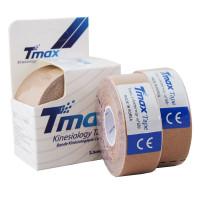 Тейп кинезиологический Tmax Extra Sticky Biege (2,5 см x 5 м), 2 шт, 423815, телесный