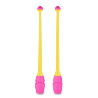 Булавы для художественной гимнастики Indigo 41 см, пластик, каучук, 2шт IN018-YP желтый-розовый