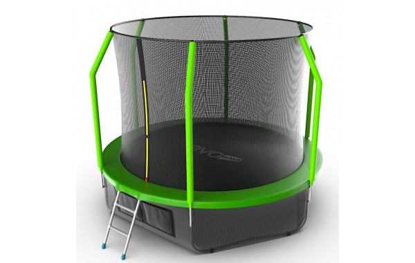 Батут с внутренней сеткой и лестницей EVO Jump Cosmo 10ft + нижняя сеть, зеленый 600_380