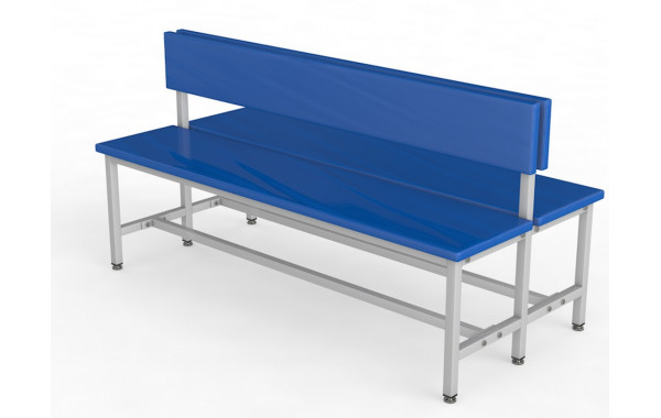 Скамейка для раздевалки со спинкой, двухсторонняя, мягкая, 150см Glav 10.4000-1500 600_380