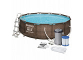Каркасный бассейн круглый 366х122см+насос-фильтр Bestway Steel Pro Max 5617V Ротанг