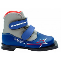 Лыжные ботинки NN75 Marax Kids (на липучке) сине-серебро