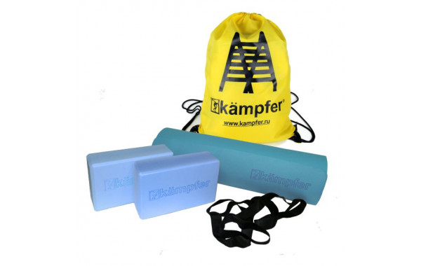 Комбо-набор для йоги Kampfer Combo Blue (голубой/желтый) 19193 600_380