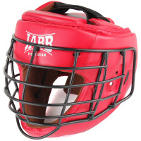Шлем для рукопашного боя с защитной маской .(иск.кожа) Jabb JE-6012, красный