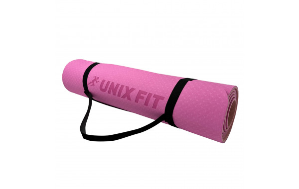 Коврик для йоги и фитнеса двусторонний, 180х61х0,6см UnixFit YMU6MMPK двуцветный, розовый 600_380