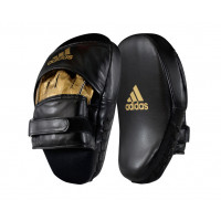 Лапы Adidas Training Curved Focus Mitt Short черно-золотые adiSBAC01