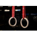 Кольца гимнастические YouSteel деревянные, D32мм (комплект) красные стропы 75_75