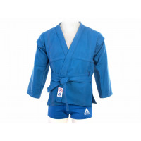 Комплект для Самбо (куртка, шорты трикотаж) плетенный, лицензионный, синий