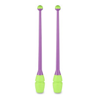 Булавы для художественной гимнастики Indigo 41 см, пластик, каучук, 2шт IN018-VLG фиолетовый-салатовый