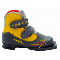 Ботинки лыжные 75 мм Marax Kids (на липучке) серый-желтый