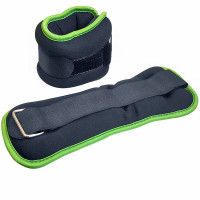 Утяжелители Sportex ALT Sport (2х1,0кг), нейлон, в сумке HKAW104-1 черный с зеленой окантовкой