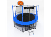 Батут i-Jump Classic Basket 14FT 427 см с нижней сетью и лестницей синий