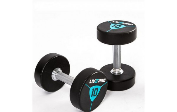 Гантели в уретане 18 кг Live Pro Premium Urethane Dumbbells LP8000-18 600_380