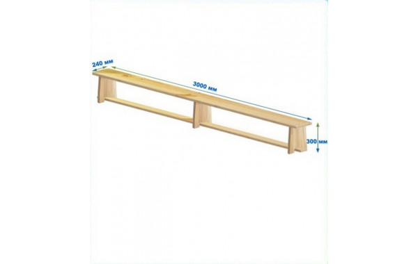 Скамейка гимнастическая 3000мм (щит дерево) ножки дерево Dinamika 600_380