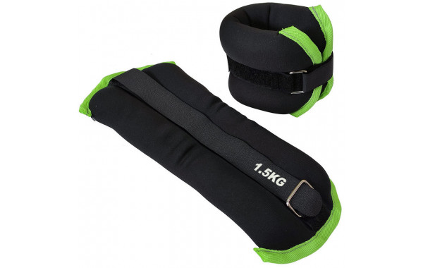 Утяжелители Sportex (2х1,5кг) (нейлон) в сумке (черный с зеленой окантовкой) ALT Sport HKAW101-5 600_380