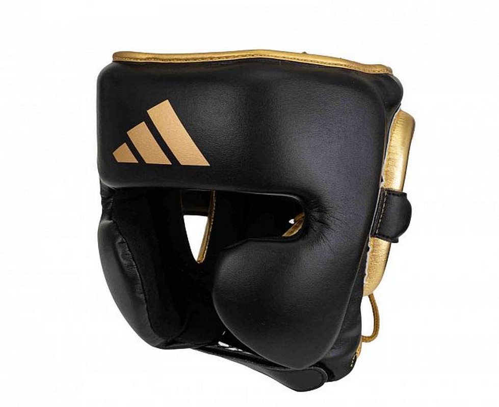 Шлем боксерский AdiStar Pro Head Gear adiPHG01M черно-золотой 979_800