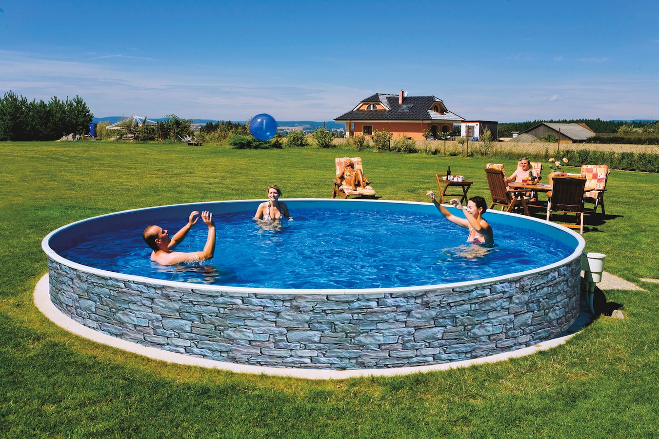Морозоустойчивый бассейн Azuro Stone круглый 3,6х0,9 м Premium 1351_900