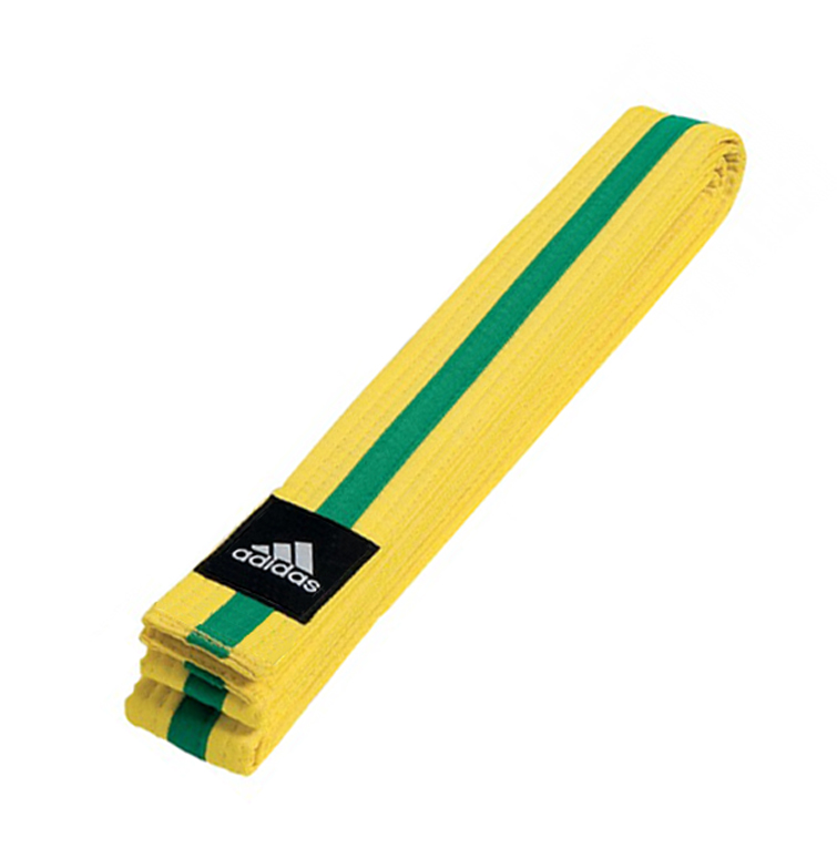 Пояс для единоборств Adidas Striped Belt adiTB02 желто-зеленый 755_765