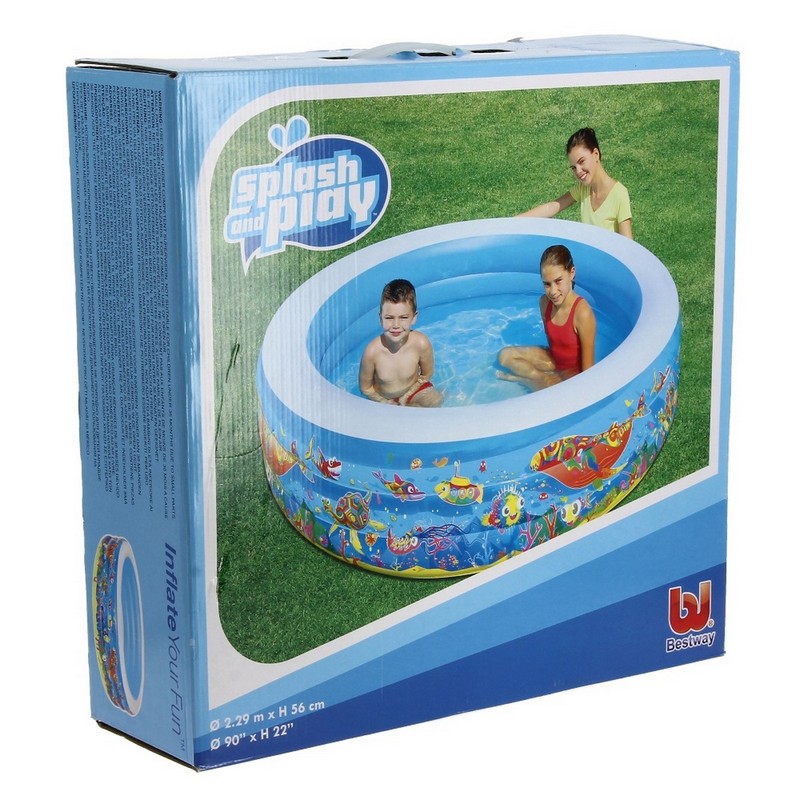Детский надувной бассейн, прямоугольный 229х152х56см Intex Подводный мир 54120 800_800