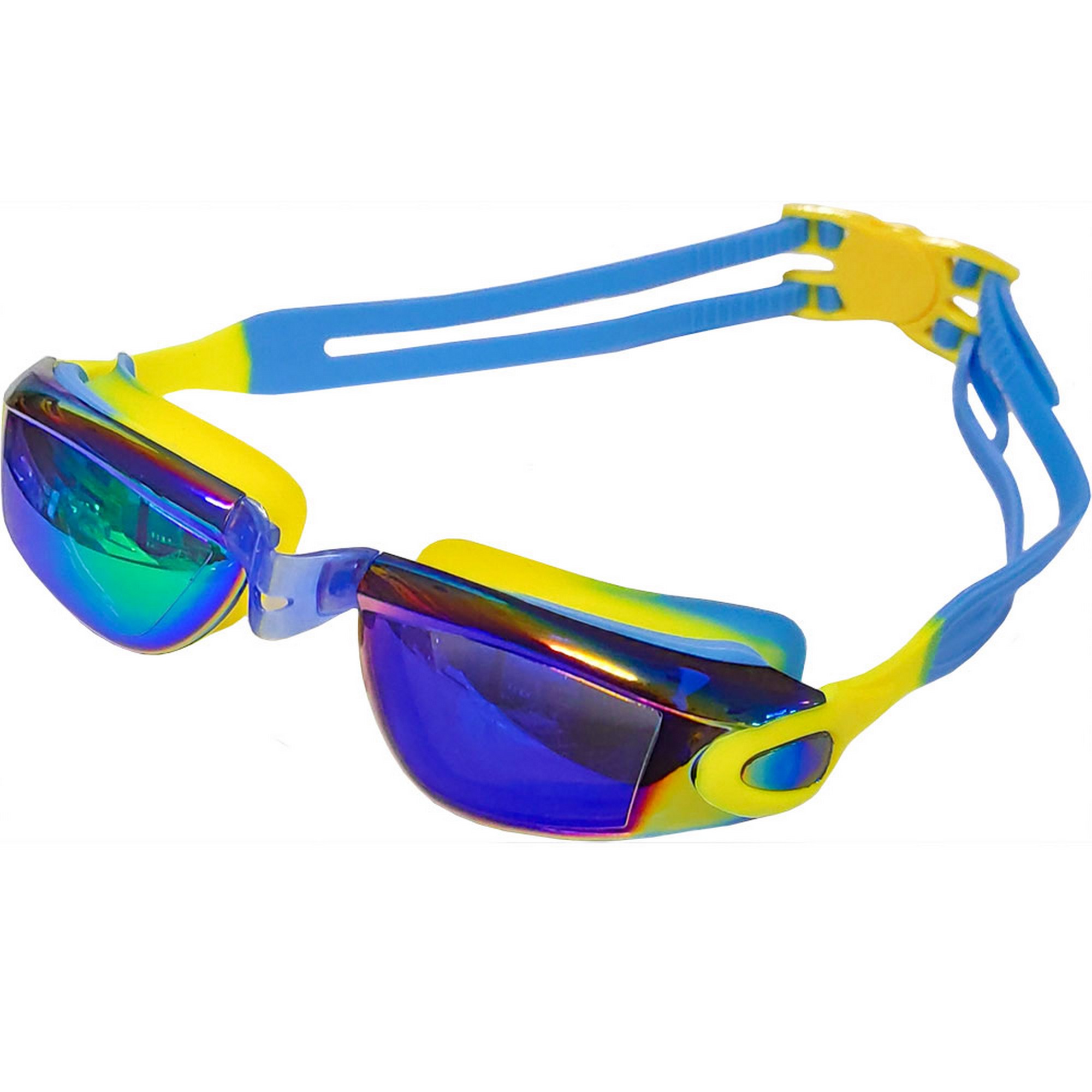 Очки для плавания взрослые с зеркальными стеклами Sportex B31549-A желто\голубой 2000_2000