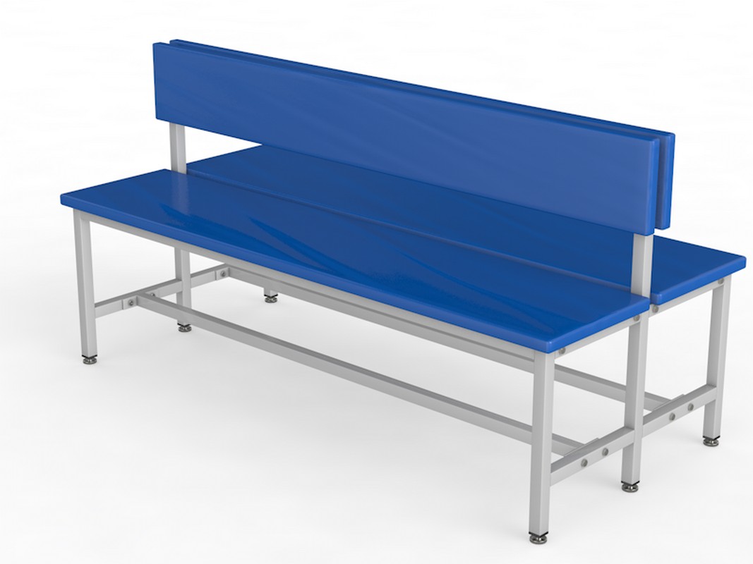 Скамейка для раздевалки со спинкой, двухсторонняя, мягкая, 150см Glav 10.4000-1500 1067_800