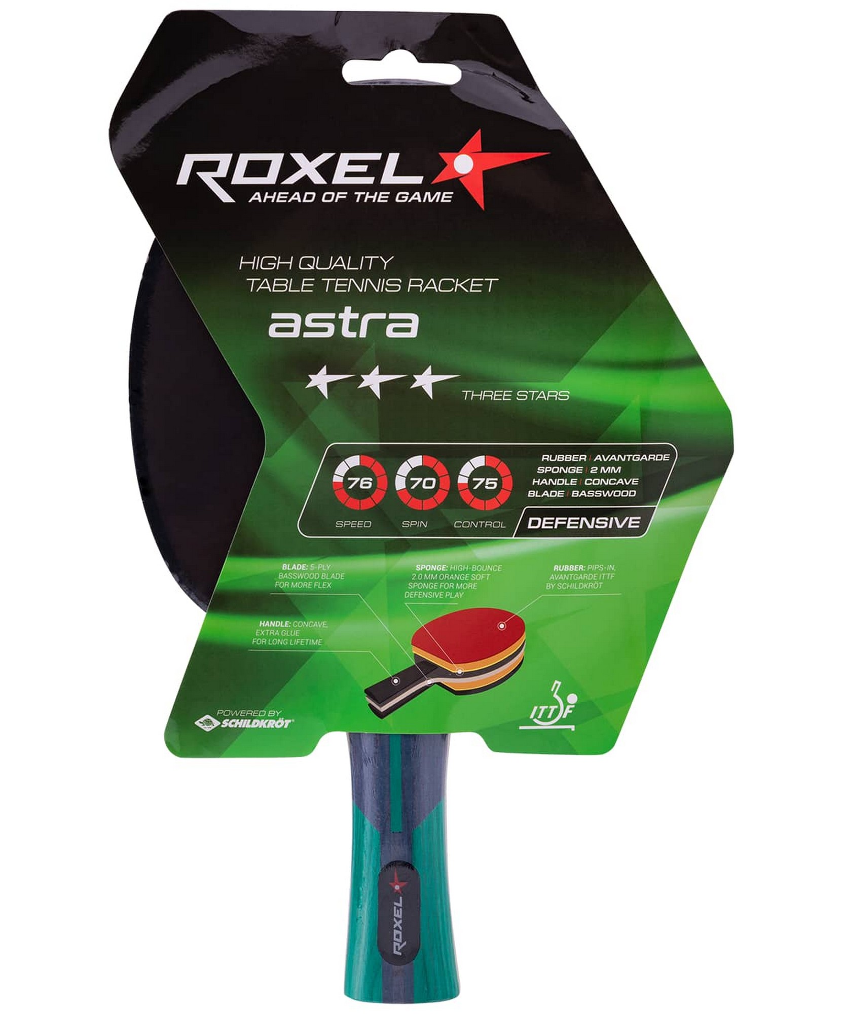 Ракетка для настольного тенниса Roxel 3* Astra, коническая 1663_2000