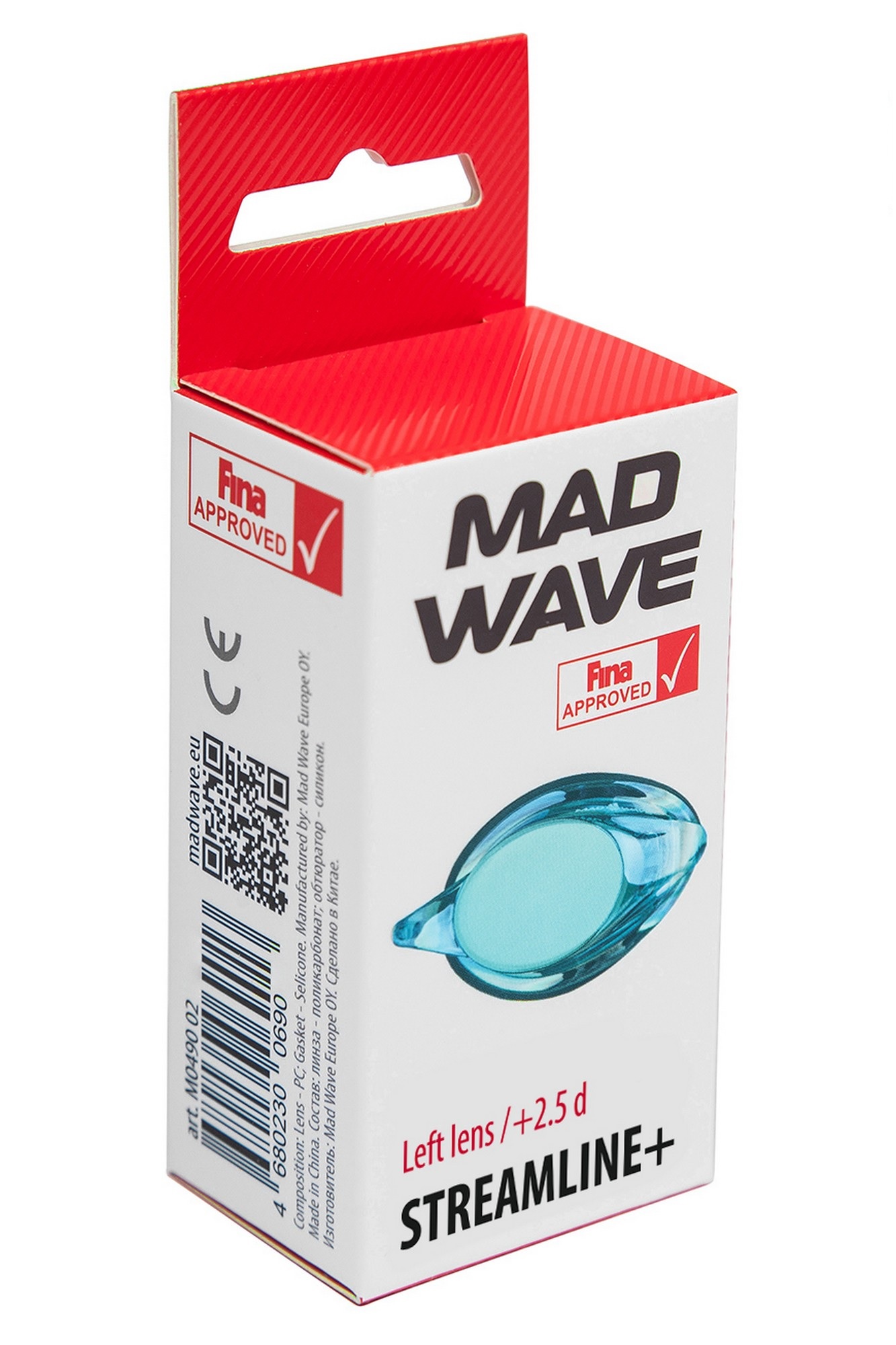 Линза с диоптриями для плавательных очков Mad Wave Streamline left M0457 04 P L8W -9,0 1333_2000