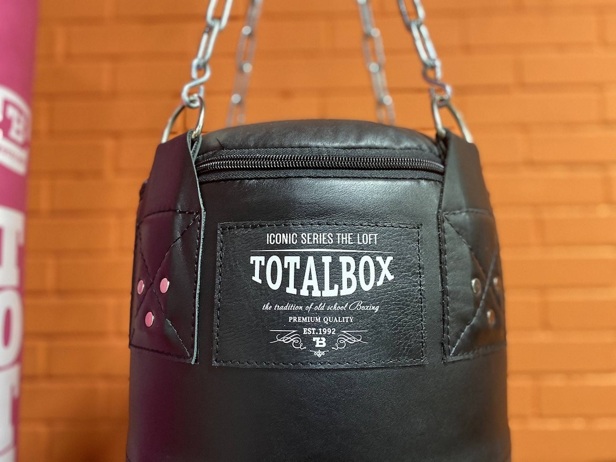Мешок боксерский набивной LOFT Totalbox кожа СМК ЛФ 40х150-75 черный, коричневый 2000_1500