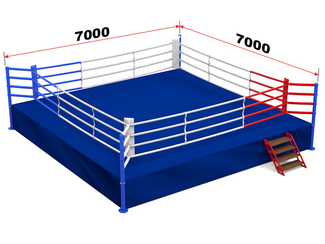 Ринг боксерский на подиуме Glav размер 7,8х7,8х1 м, боевая зона 6,1х6,1 м 5.300-11 1067_800
