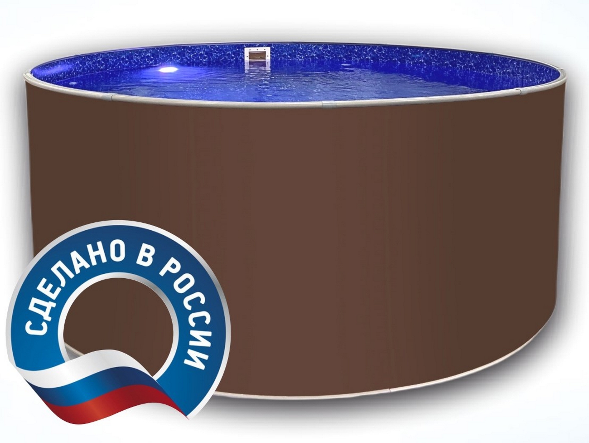 Круглый бассейн 400x125см, чаша мрамор 0.4/0.4 мм Лагуна ТМ819/40011 темный шоколад 2000_1504