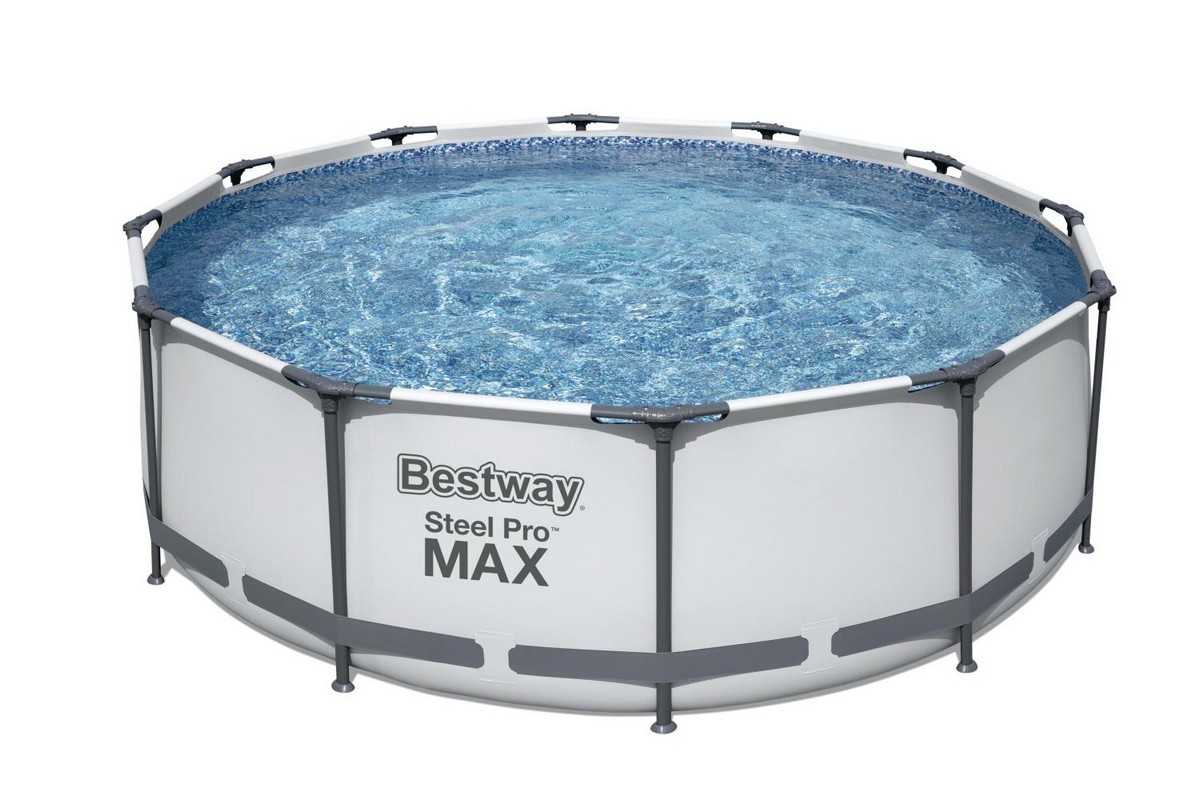 Каркасный бассейн круглый 366х100см+фильтр-насос Bestway Steel Pro Мах 56418 1200_800
