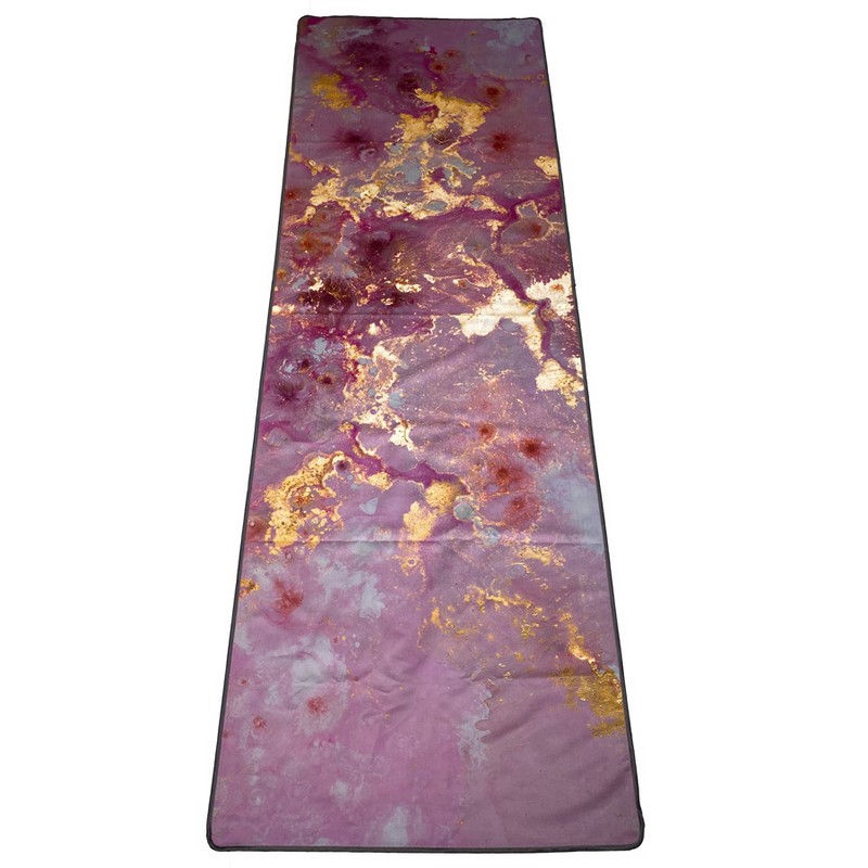 Полотенце для йоги 183x61см Inex Suede Yoga Towel искусственная замша MFTOWEL-GIL90 розовый мрамор с позолотой 800_800