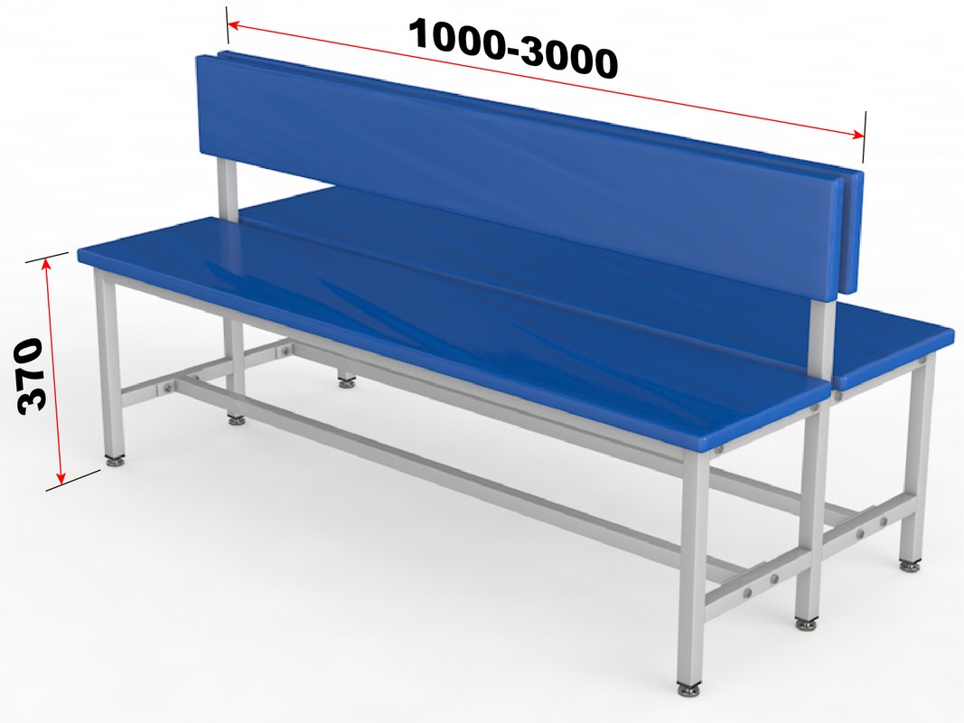 Скамейка для раздевалки со спинкой, двухсторонняя, мягкая, 150см Glav 10.4000-1500 1067_800