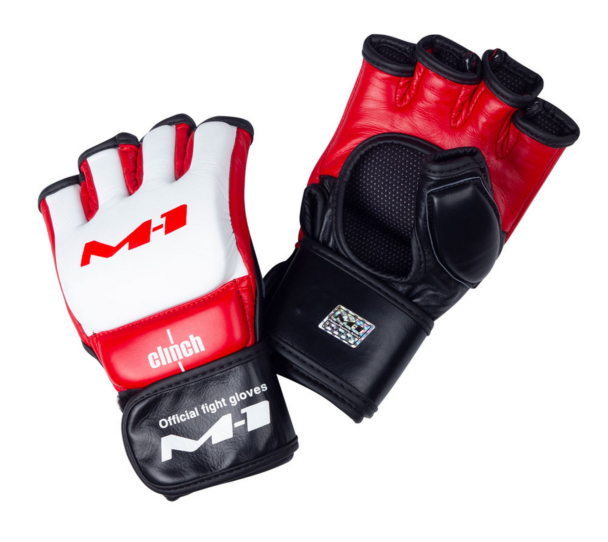 Перчатки для смешанных единоборств Clinch M1 Global Official Fight Gloves C688 бело-красно-черный 2000_1782