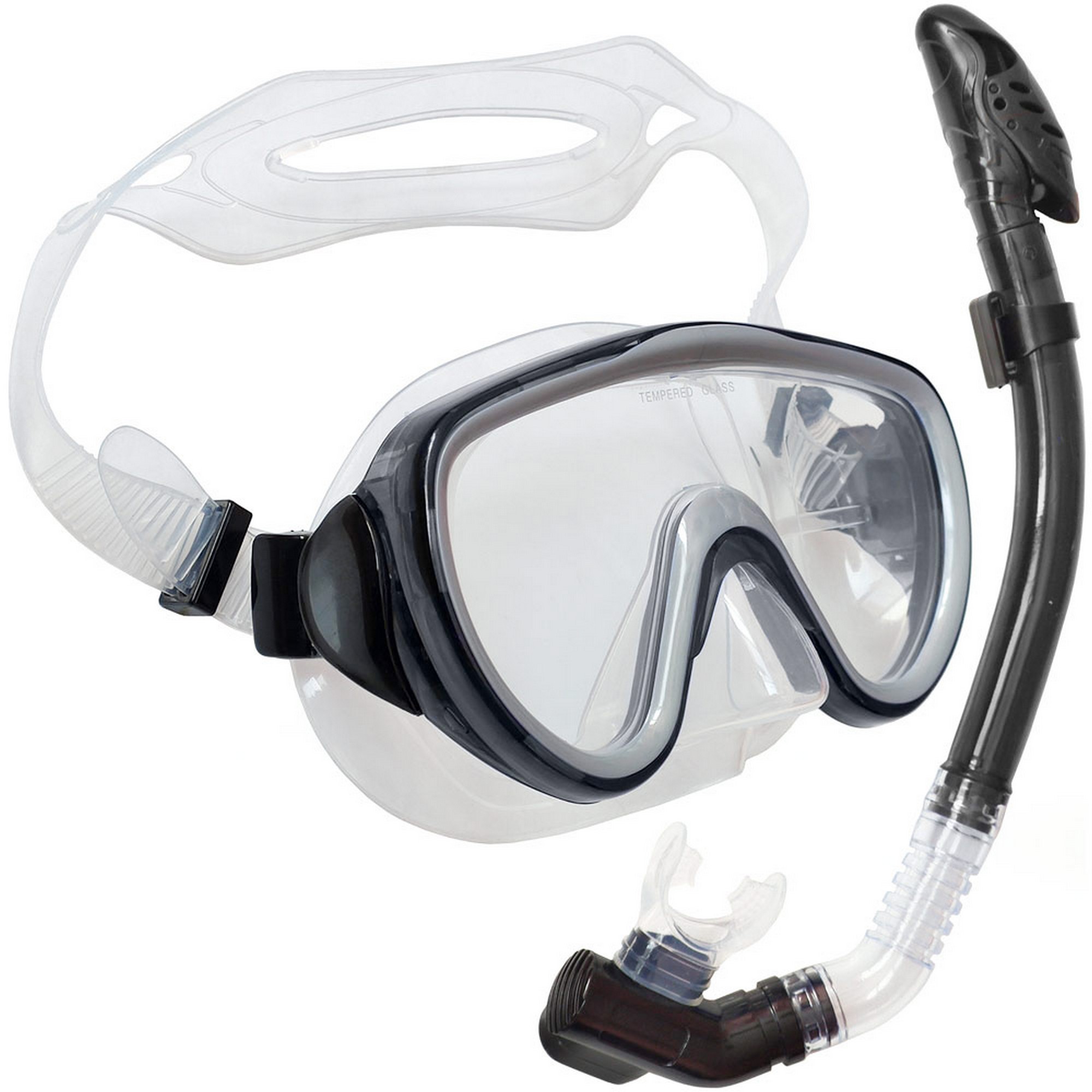 Набор для плавания взрослый Sportex маска+трубка (Силикон) E39240 черный 2000_2000