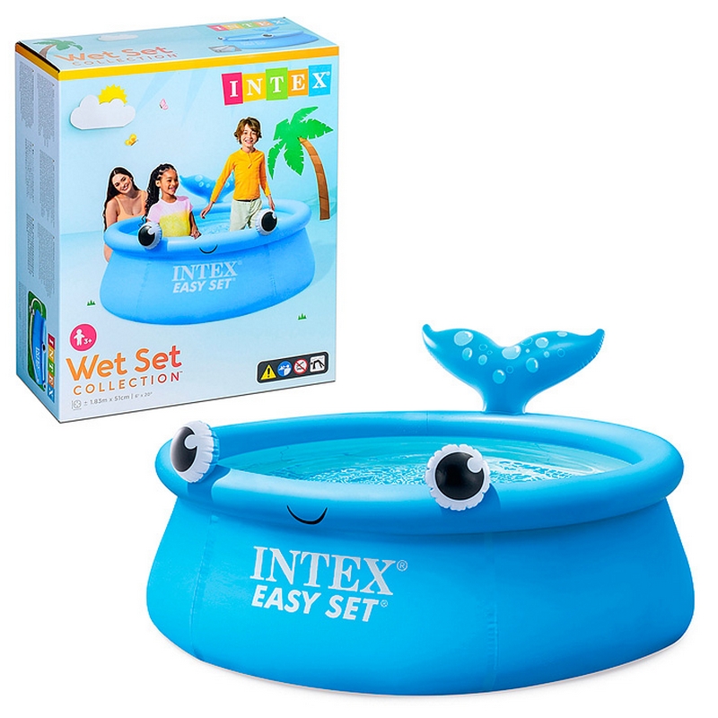 Бассейн 183х51см, 880л Intex Easy Set, Веселый кит 26102 800_800