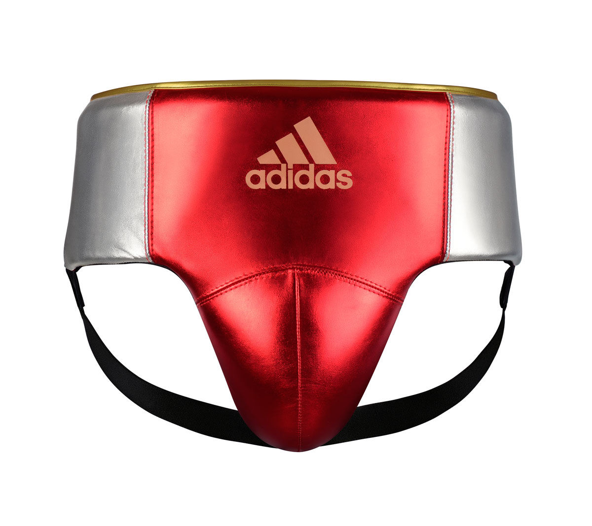 Защита паха мужская Adidas AdiStar Pro Мetallic Groin Guard красно-серебристо-золотая 1200_1068