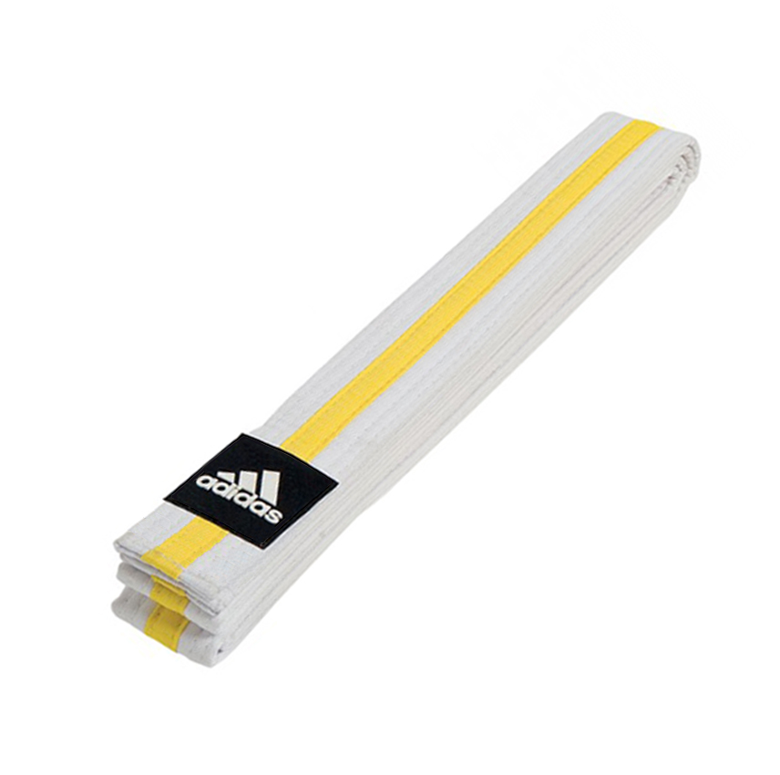 Пояс для единоборств Adidas Striped Belt adiTB02 бело-желтый 856_850