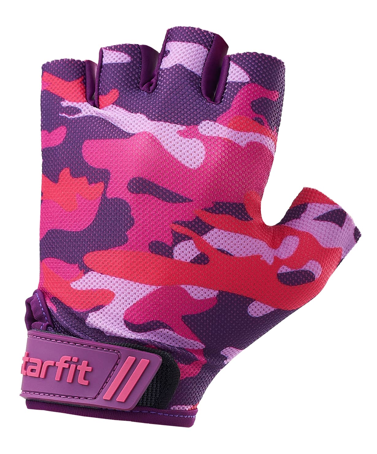 Перчатки для фитнеса Star Fit WG-101, розовый камуфляж 1230_1479